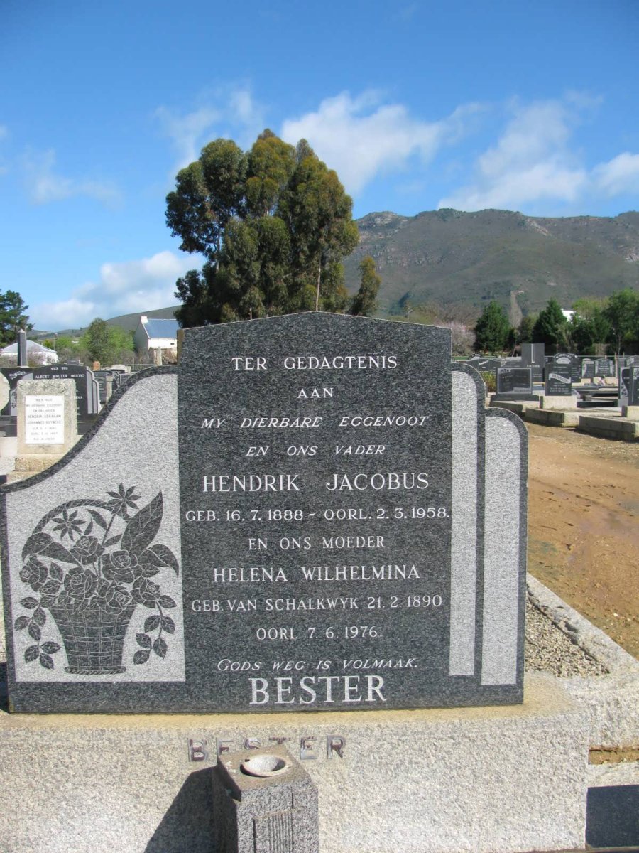 BESTER Hendrik Jacobus 1888-1958 &amp; Helena Wilhelmina VAN SCHALKWYK 1890-1976