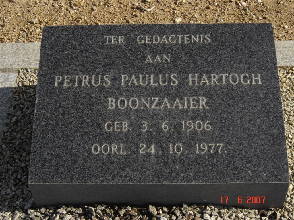 BOONZAAIER Petrus Hartogh 1906-1977