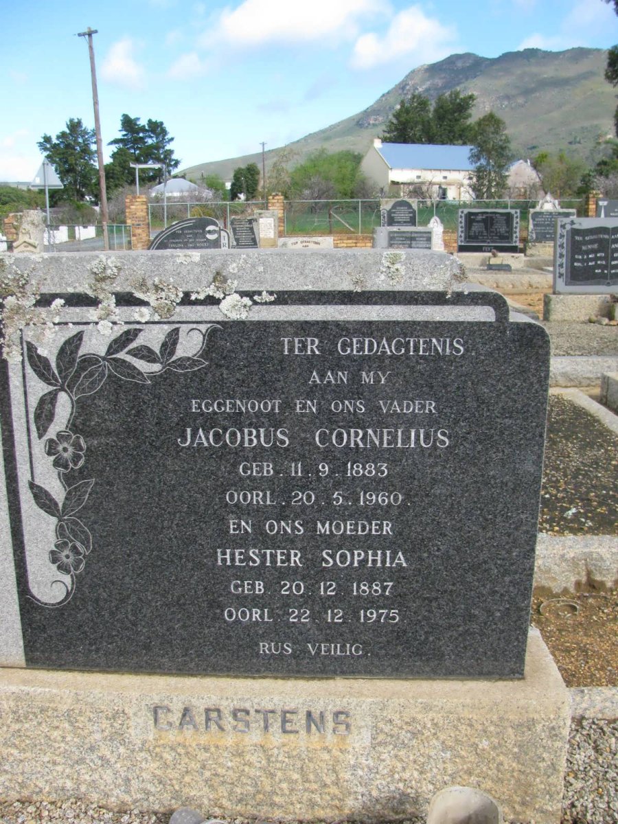 CARSTENS Jacobus Cornelius 1883-1960 &amp; Hester Sophia 1887-1975