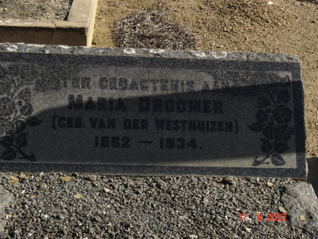 DROOMER Maria nee VAN DER WESTHUIZEN 1862-1934