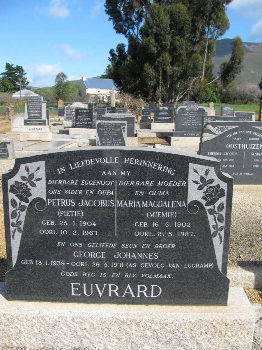 EUVRARD Petrus Jacobus 1904-1967 &amp; Maria Magdalena 1902-1987 :: EUVRARD George Johannes 1939-1971