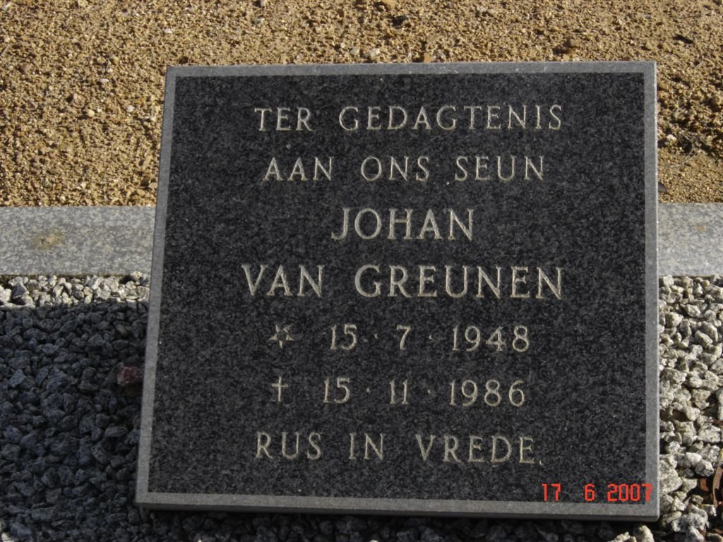 GREUNEN Johan, van 1948-1986