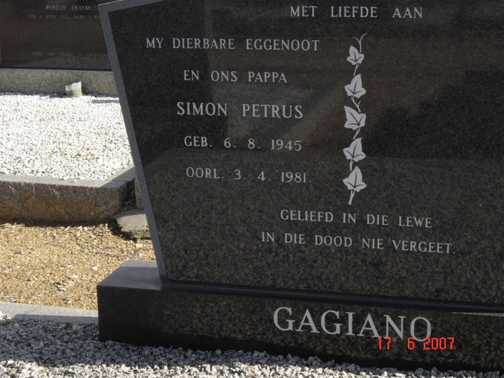 GAGIANO Simon Petrus 1945-1981