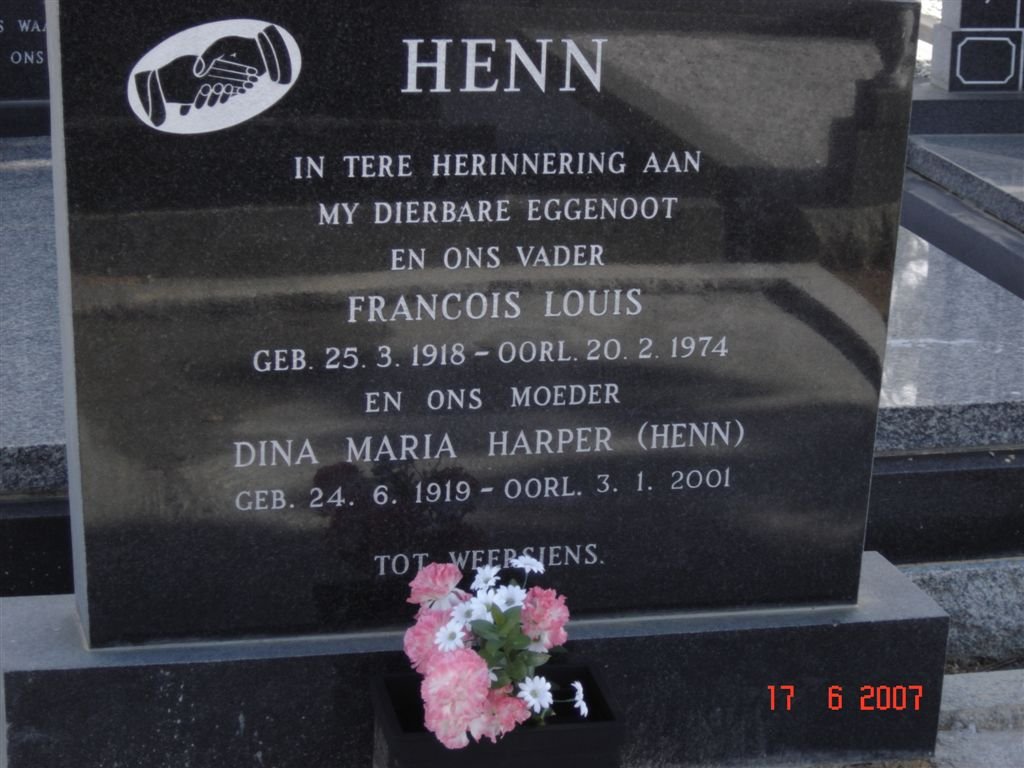 HENN Francois Louis 1918-1974 &amp; Dina Maria HARPER 1919-2001