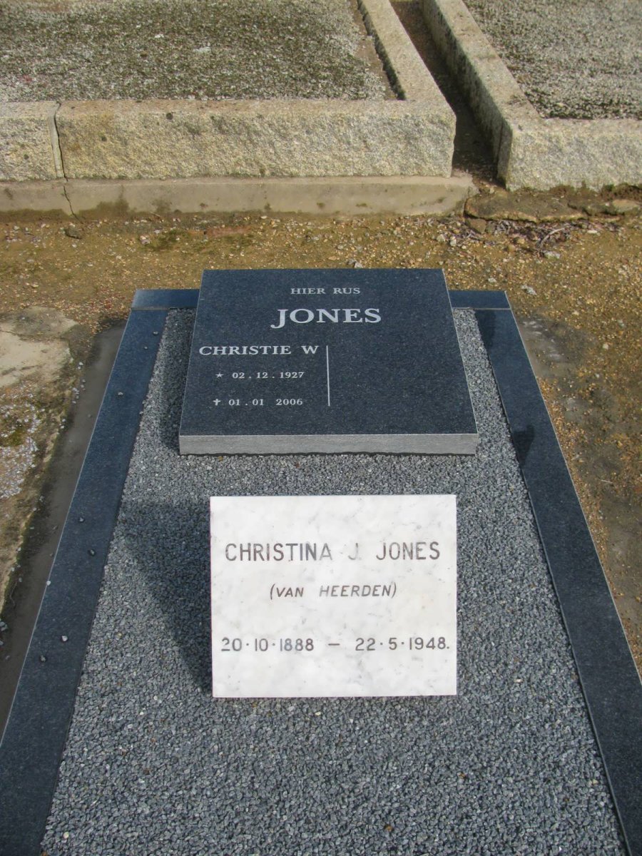 JONES Christina J. nee VAN HEERDEN 1888-1948 :: Christie W. JONES 1927-2006