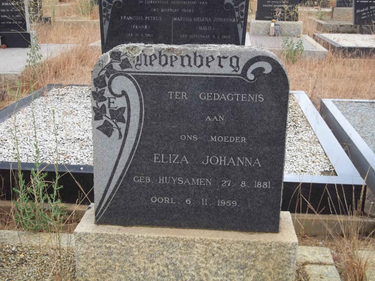 LIEBENBERG Eliza Johanna nee HUYSAMEN 1881-1959