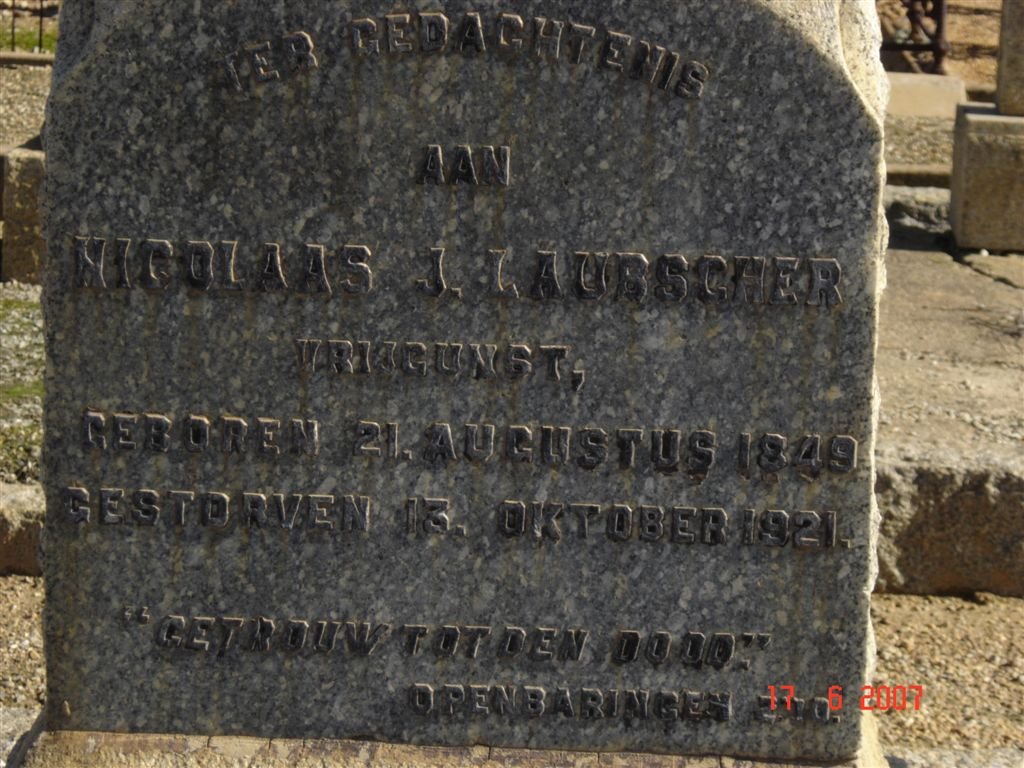 LAUBSCHER Nicolaas J. 1849-1921