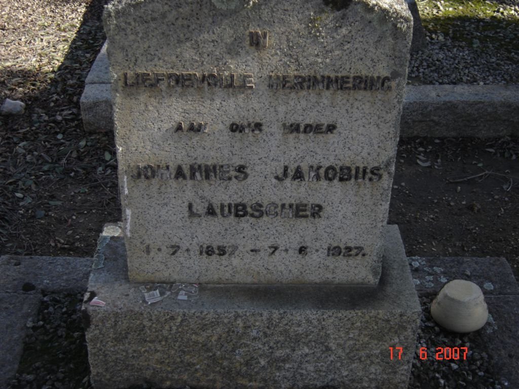 LAUBSCHER Johannes Jakobus 1857-1927