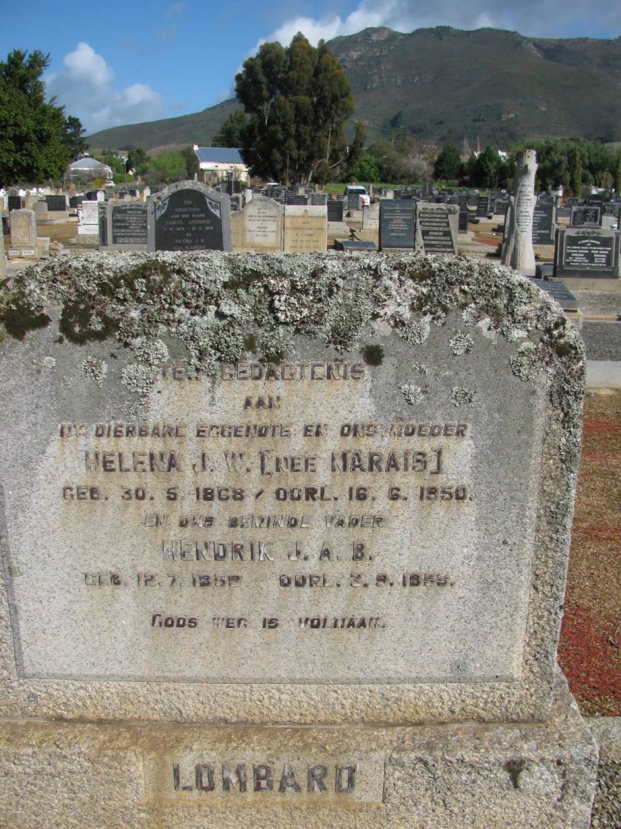LOMBARD Hendrik J.A.B. 1859-1955 &amp; Helena J.W. MARAIS 1868-1950