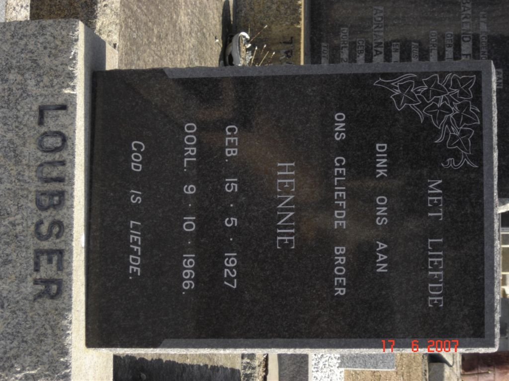 LOUBSHER Hennie 1927-1966