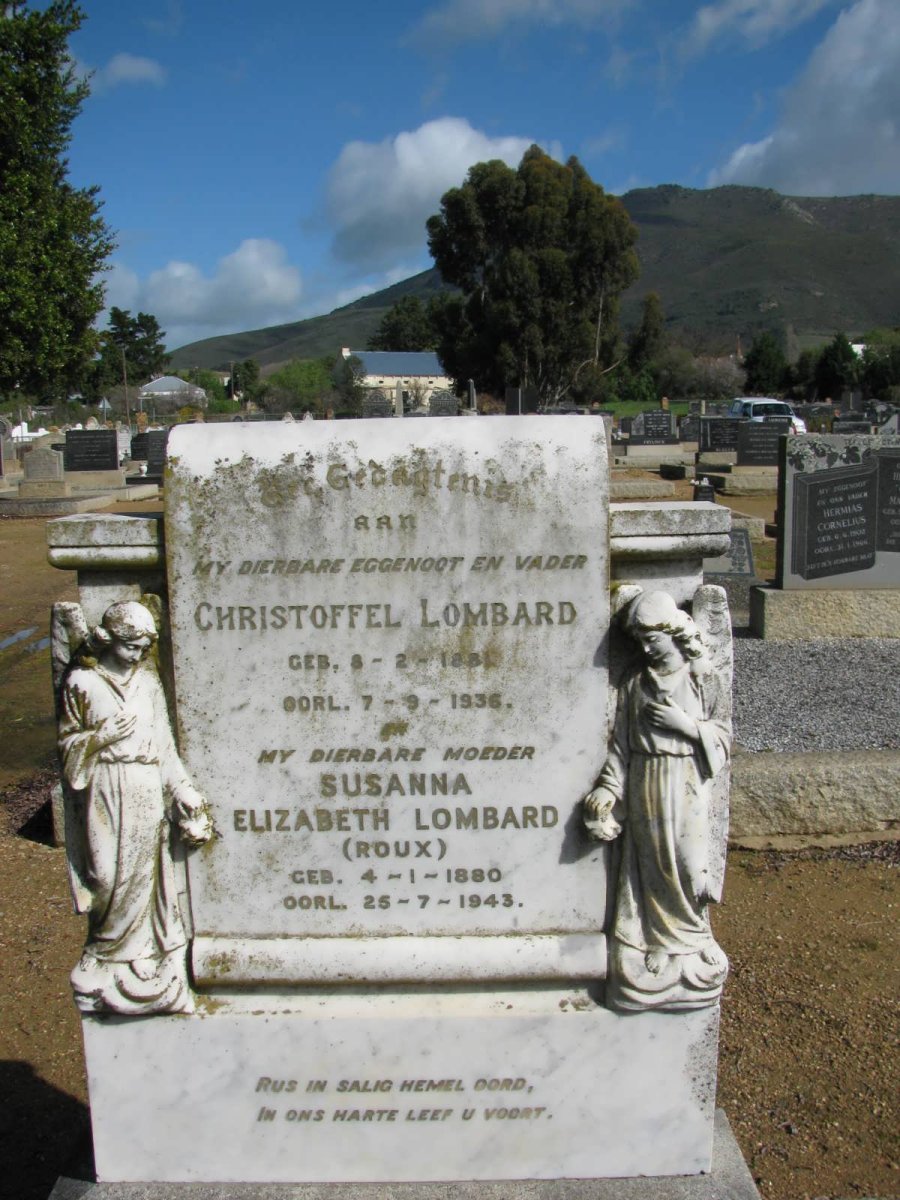 LOMBARD Christoffel 1881-1936 &amp; Susanna Elizabeth ROUX 1880-1943