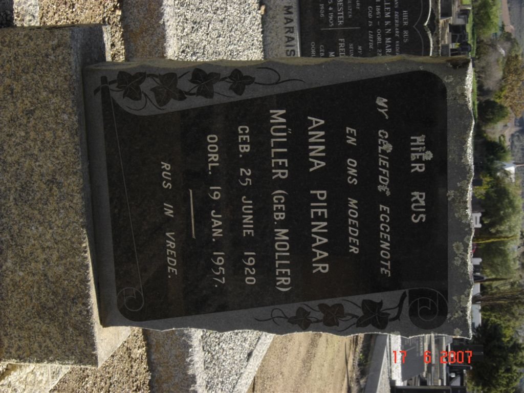 MÜLLER Anna Pienaar nee MOLLER 1920-1957