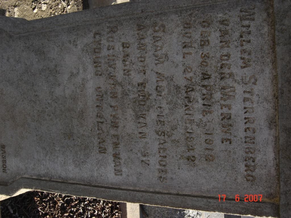 MERWE Willem Sterrenberg, van der 1918-1942