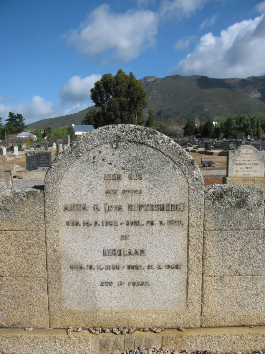MAREE Nicolaas 1856-1950 &amp; Anna G. RUPERSBERG 1862-1939