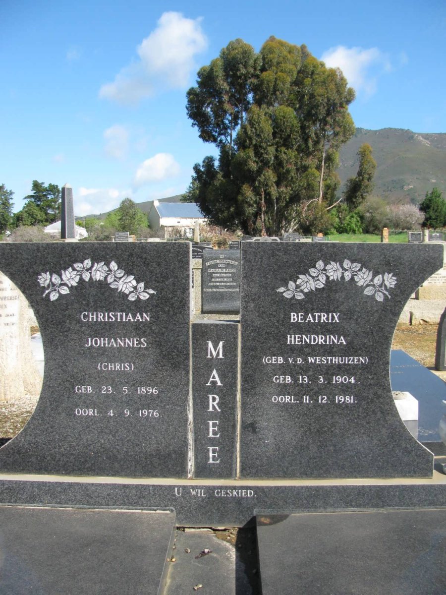 MAREE Christiaan Johannes 1896-1976 &amp; Beatrix Hendrina V.D. WESTHUIZEN 1904-1981
