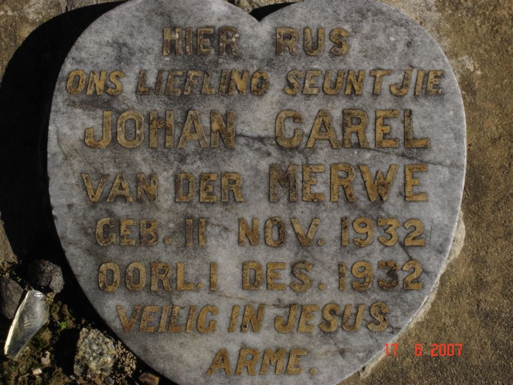 MERWE Johan Carel, van der 1932-1932