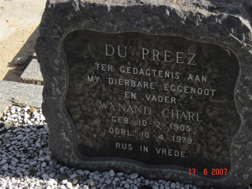 PREEZ Wynand Charl, du 1905-1979