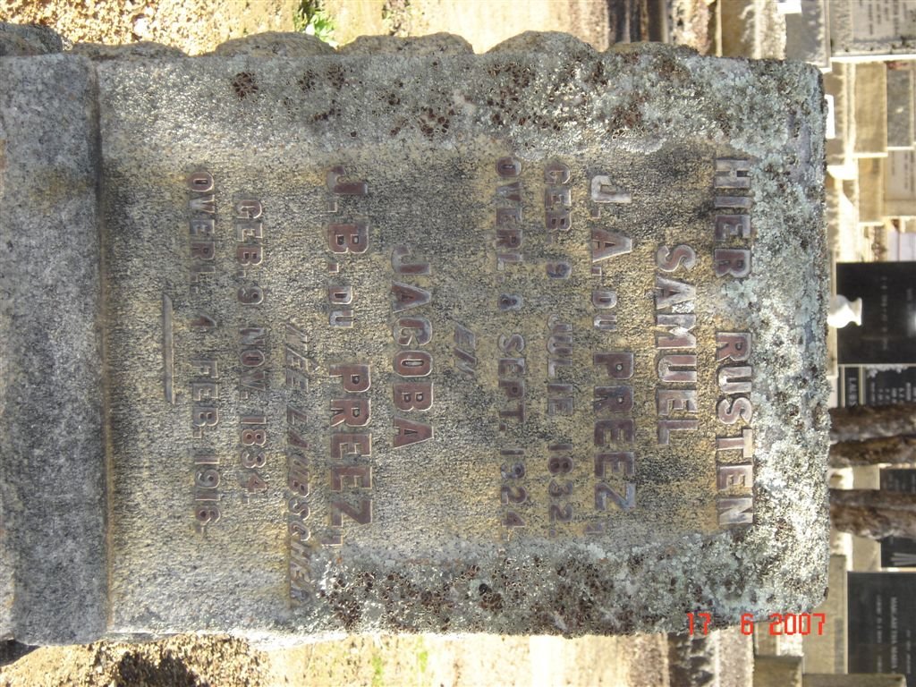 PREEZ Samuel J.A., du 1832-1924 &amp; Jacoba J.B. LAUBSCHER 1834-1916