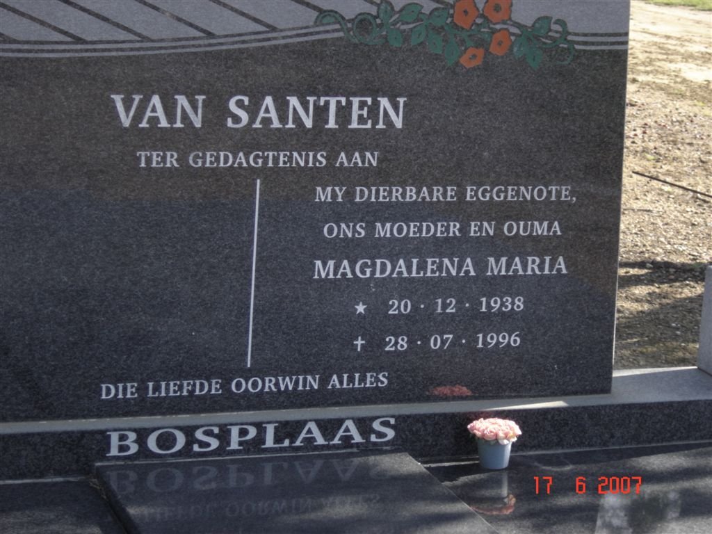 SANTEN Magdalena Maria, van 1938-1996