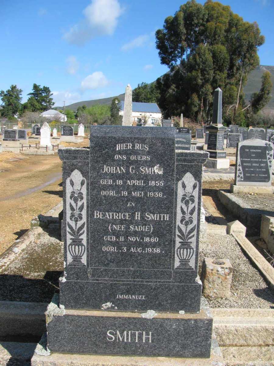 SMITH Johan G. 1855-1936 &amp; Beatrice H. SADIE 1860-1938
