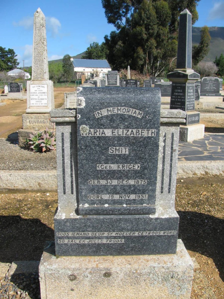 SMIT Barend Frederik 1859-1934 &amp; Maria Elizabeth KRIGE 1875-1951