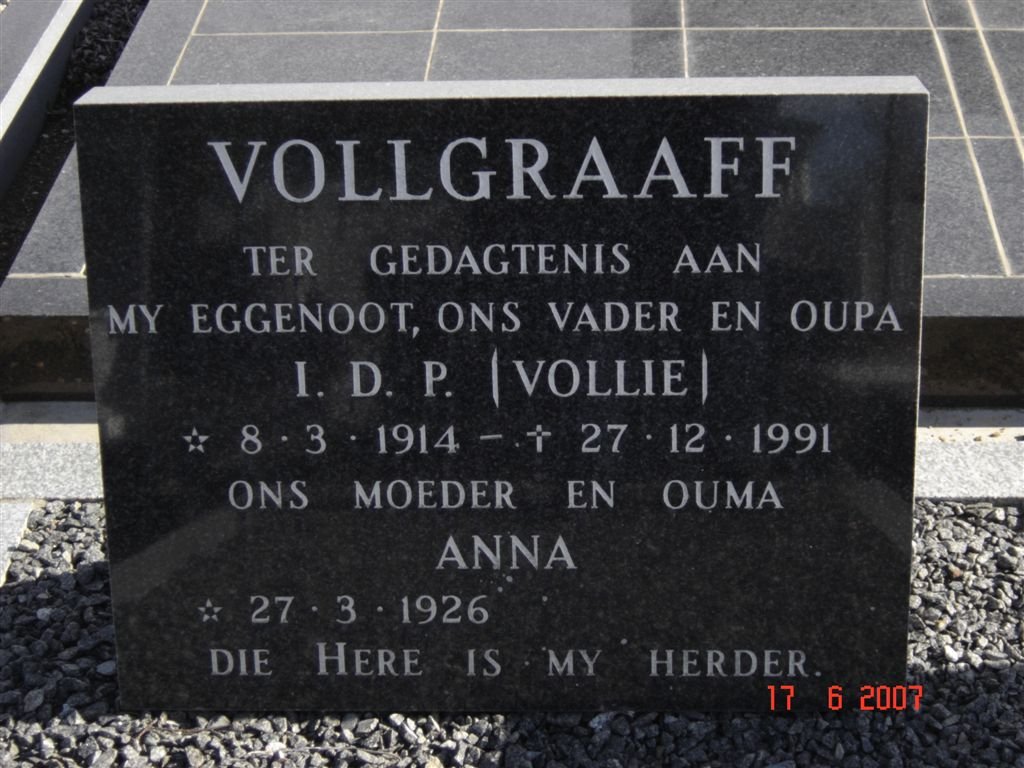VOLLGRAAFF I.D.P. 1914-1991 &amp; Anna 1926-
