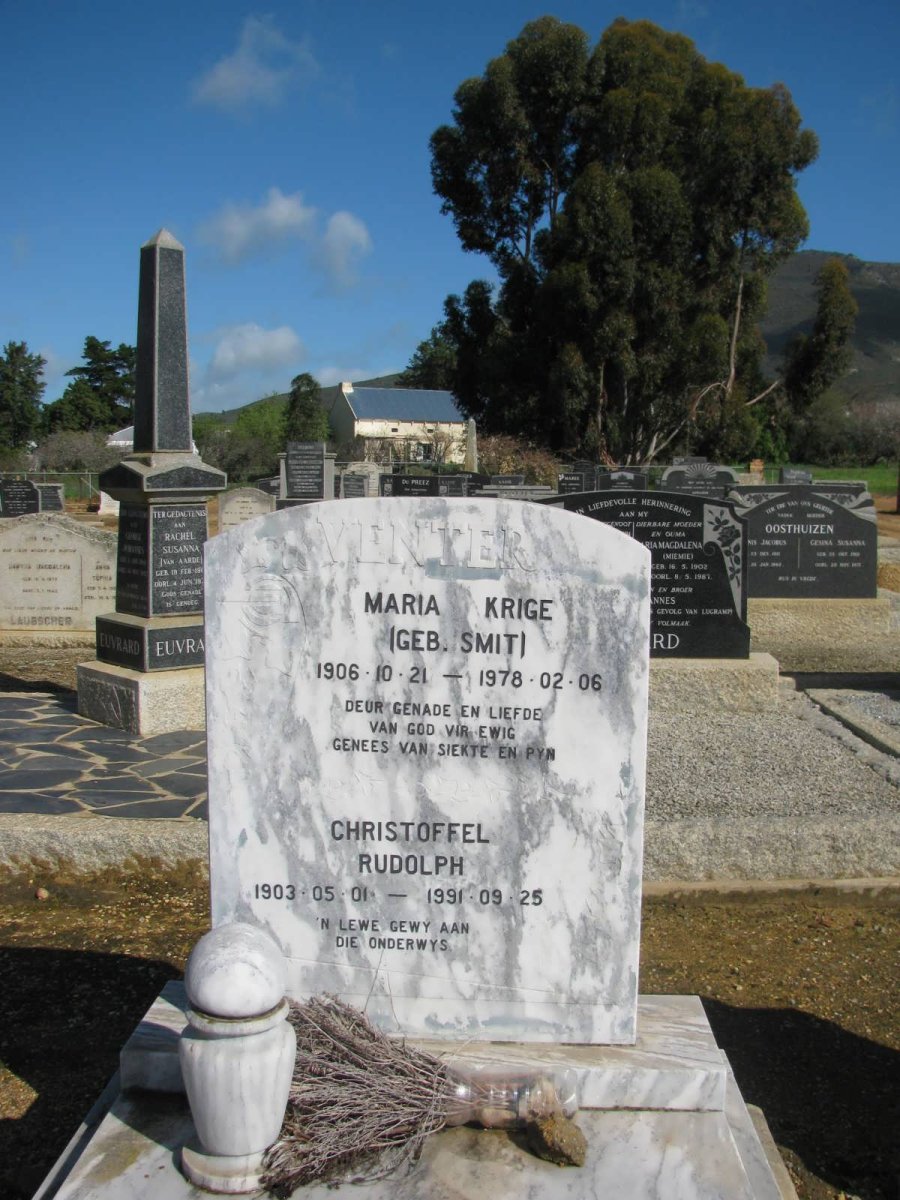 VENTER Christoffel Rudolph 1903-1991 &amp; Maria Krige SMIT 1906-1978