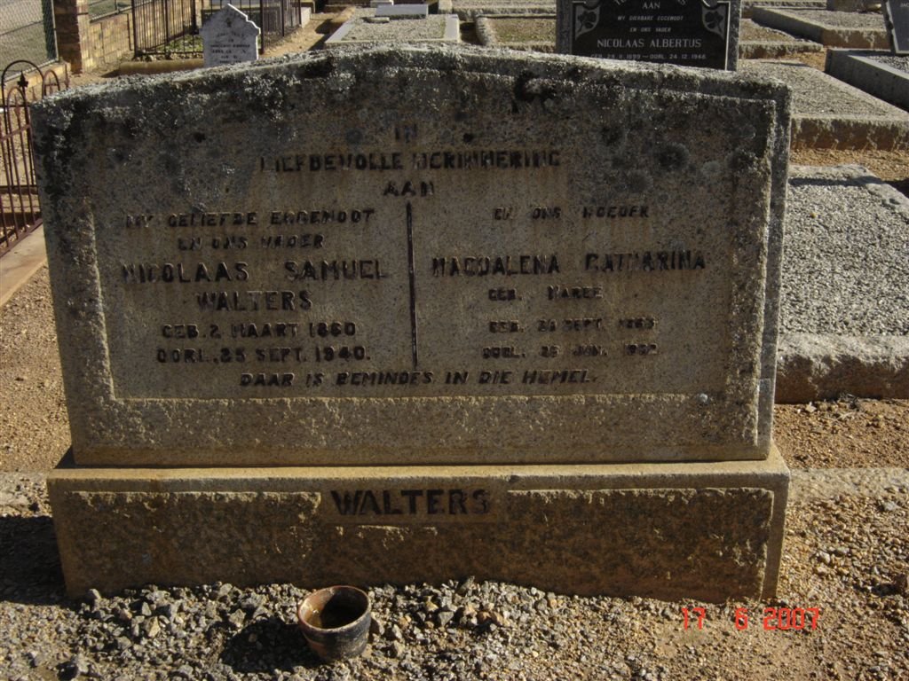 WALTERS Nicolaas Samuel 1860-1940 &amp; Magdalena Catharina MAREE 1833-19??