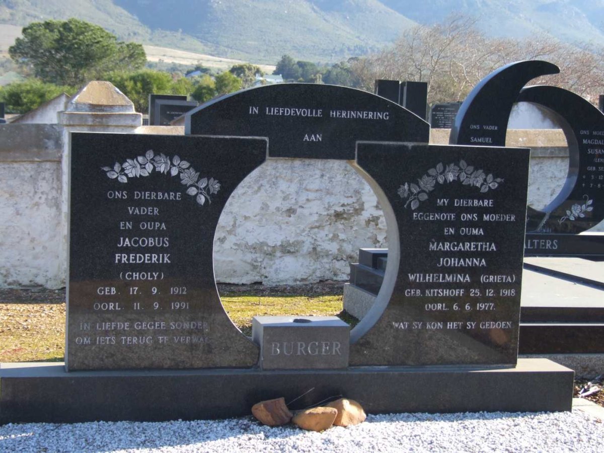 BURGER Jacobus Frederik 1912-1991 &amp; Margaretha Johanna Wilhelmina KITSHOFF 1918-1977