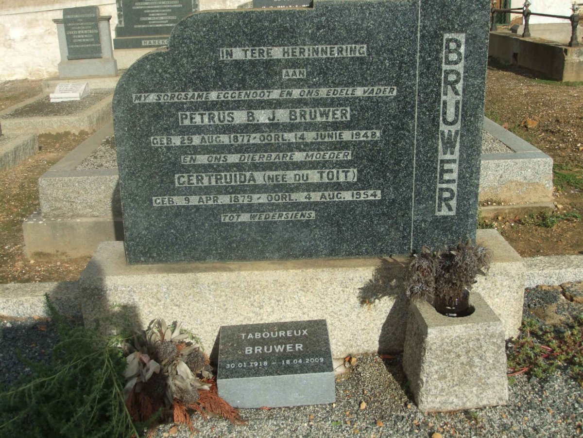 BRUWER B.J. 1877-1948 &amp; Gertruida DU TOIT 1879-1954 :: BRUWER Taboureux 1918-2009