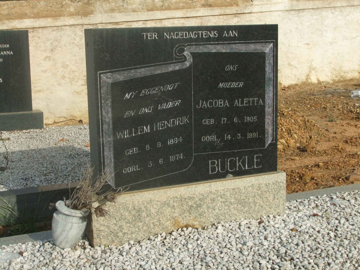 BUCKLE Willem Hendrik 1894-1974 &amp; Jacoba Aletta 1905-1991