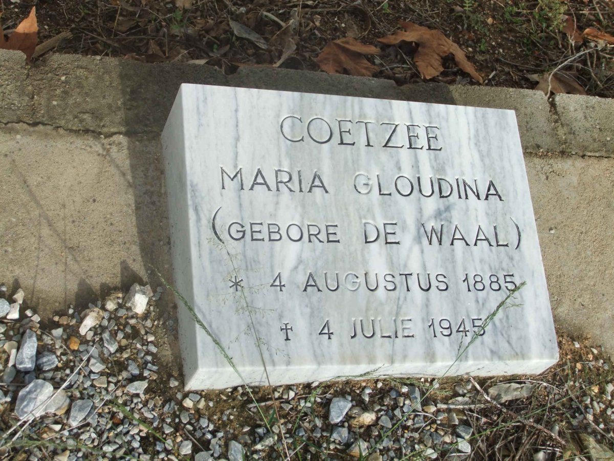 COETZEE Maria Gloudina nee DE WAAL 1885-1945