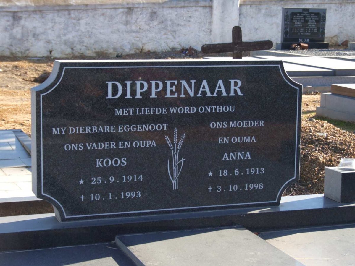 DIPPENAAR Koos 1914-1993 &amp; Anna 1913-1998