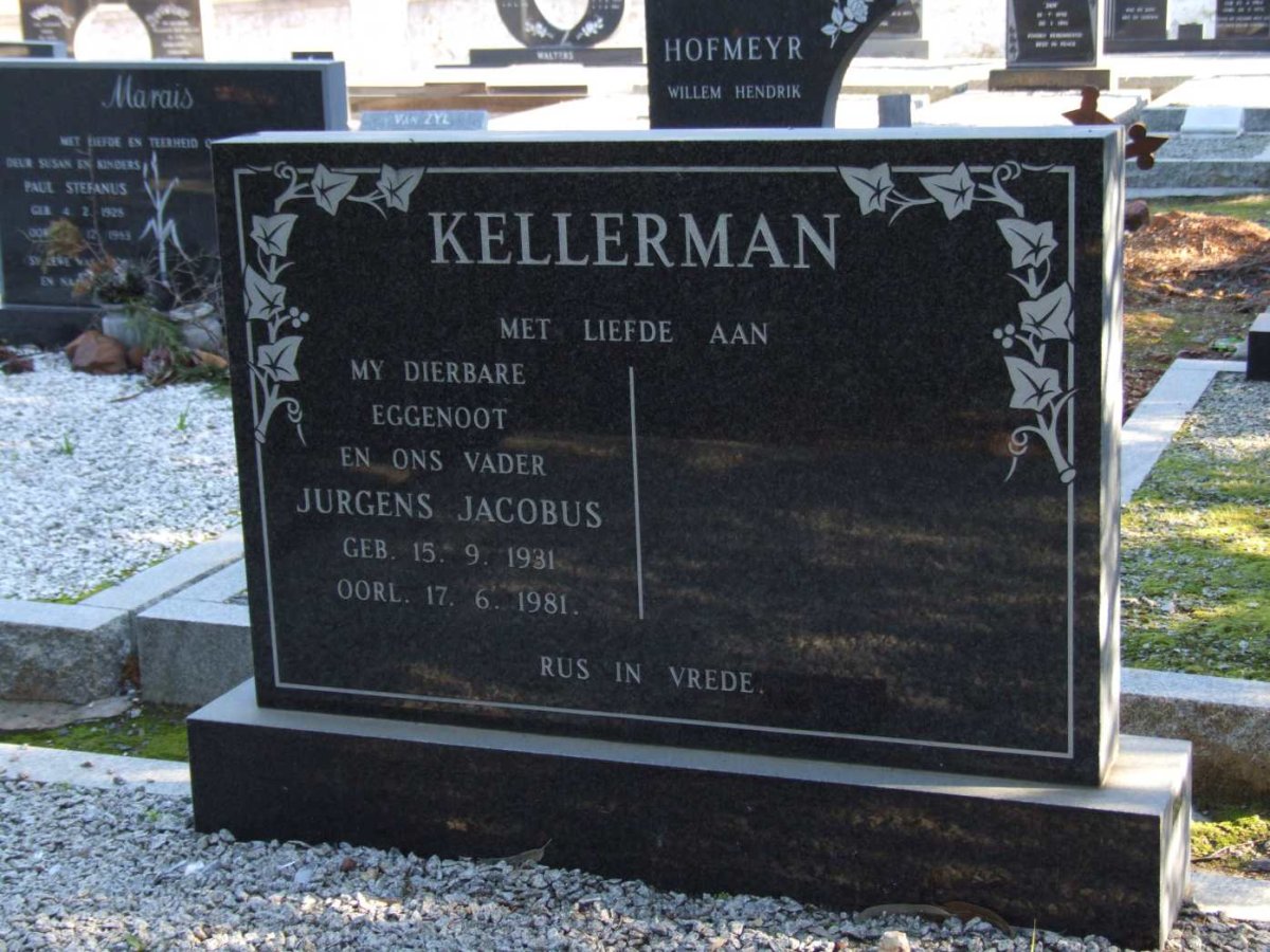 KELLERMAN Jurgens Jacobus 1931-1981