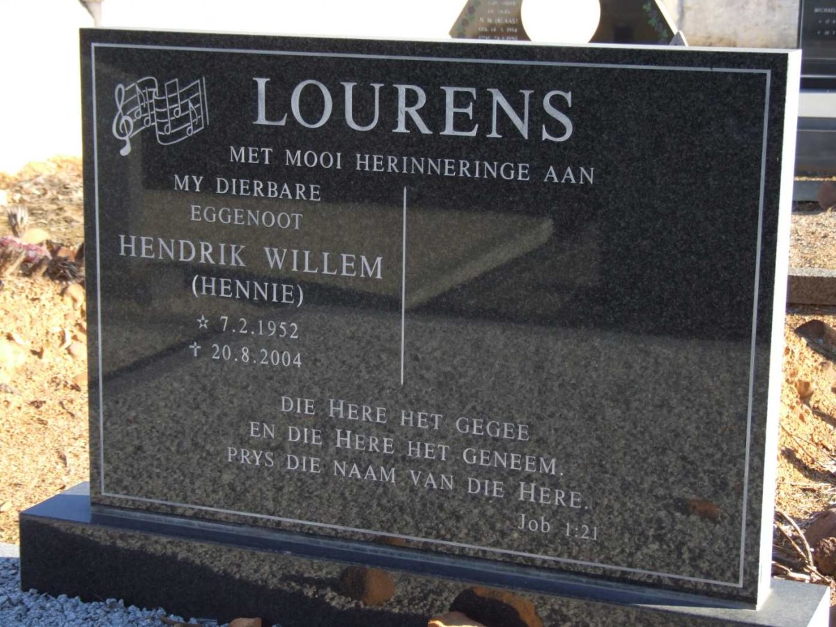 LOURENS Hendrik Willem 1952-2004