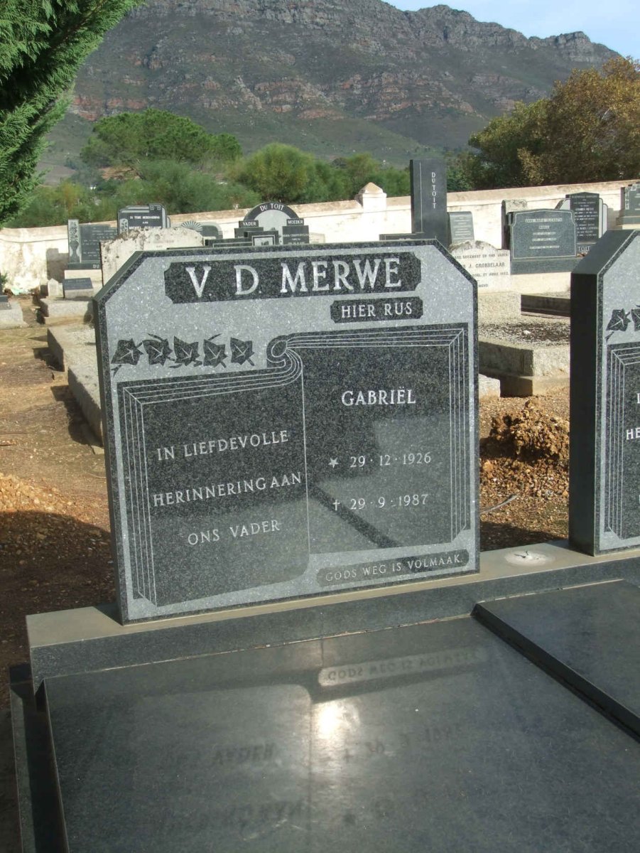 MERWE Gabriel, v.d. 1926-1987