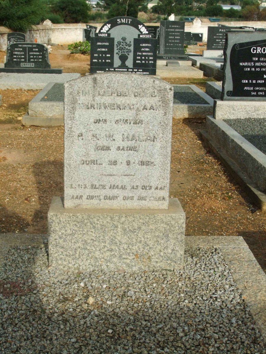 MALAN P.S.W. nee SADIE  -1962