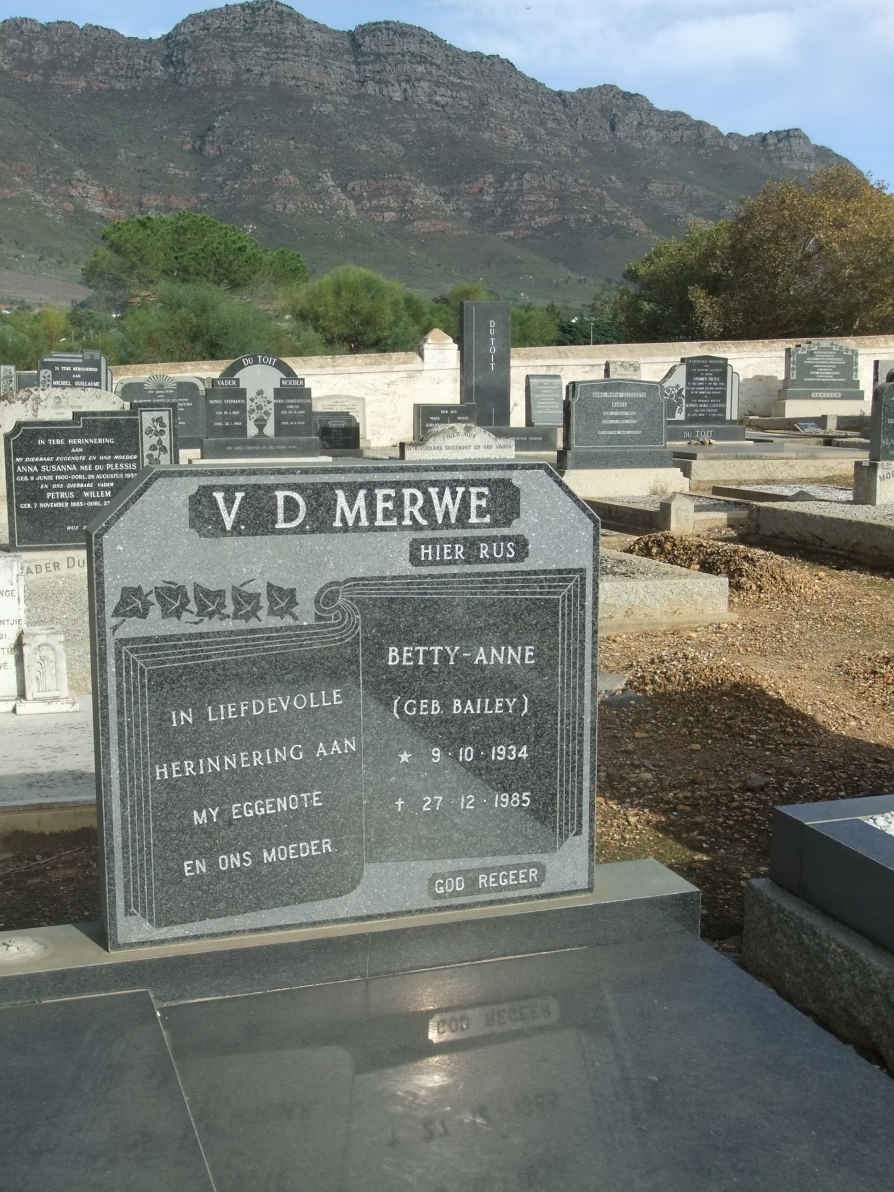 MERWE Betty-Anne, v.d. nee BAILEY 1934-1985