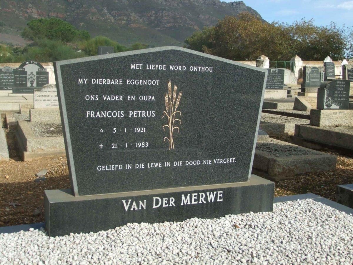 MERWE Francois Petrus, van der 1921-1983
