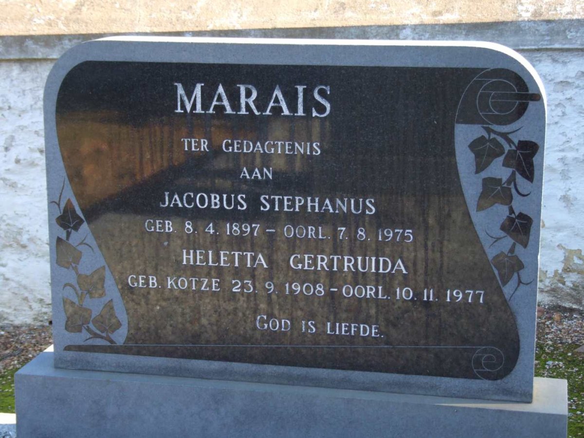 MARAIS Jacobus Stephanus 1897-1975 &amp; Heletta Gertruida KOTZE 1908-1977