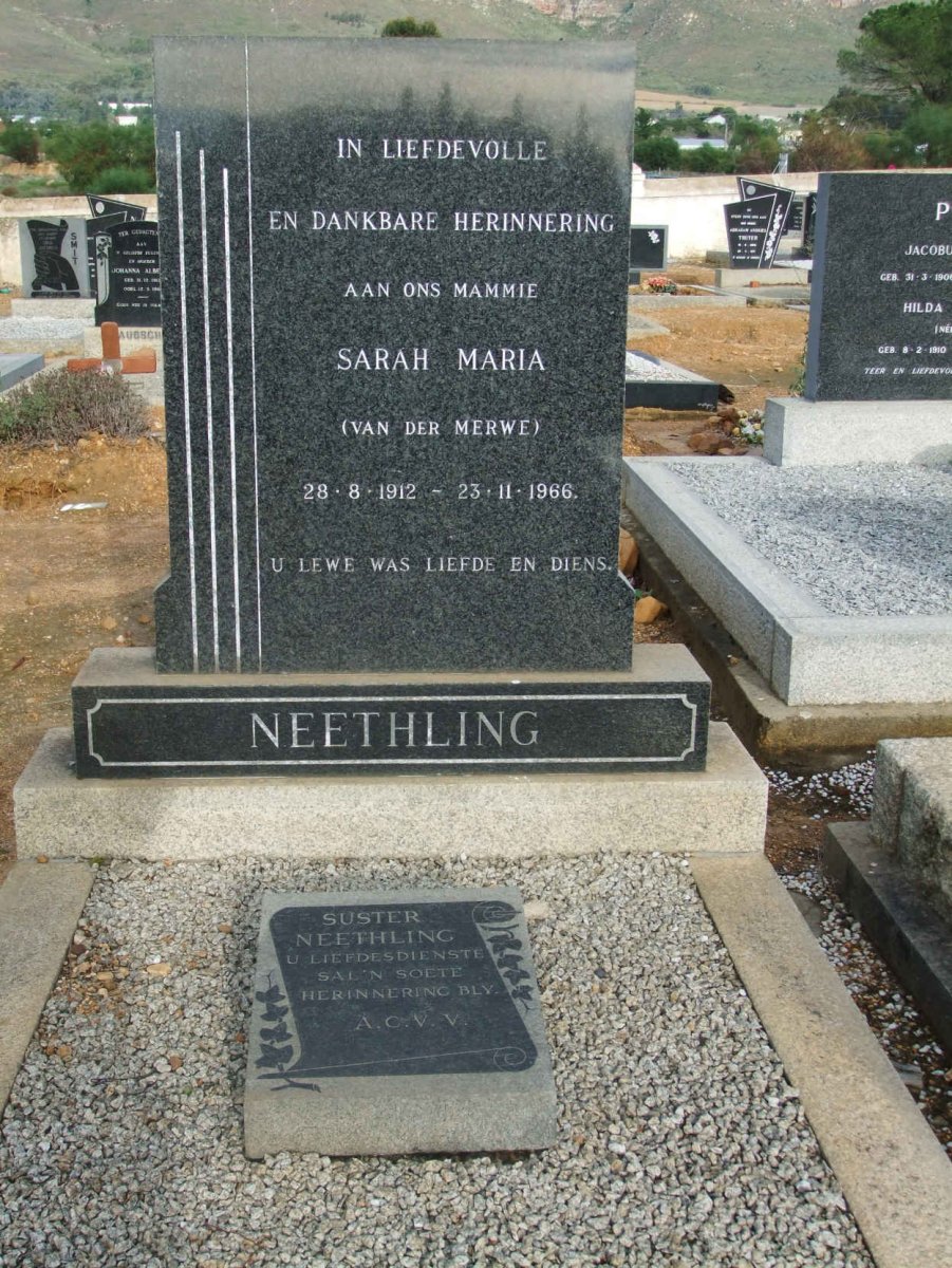 NEETHLING Sarah Maria nee VAN DER MERWE 1912-1966