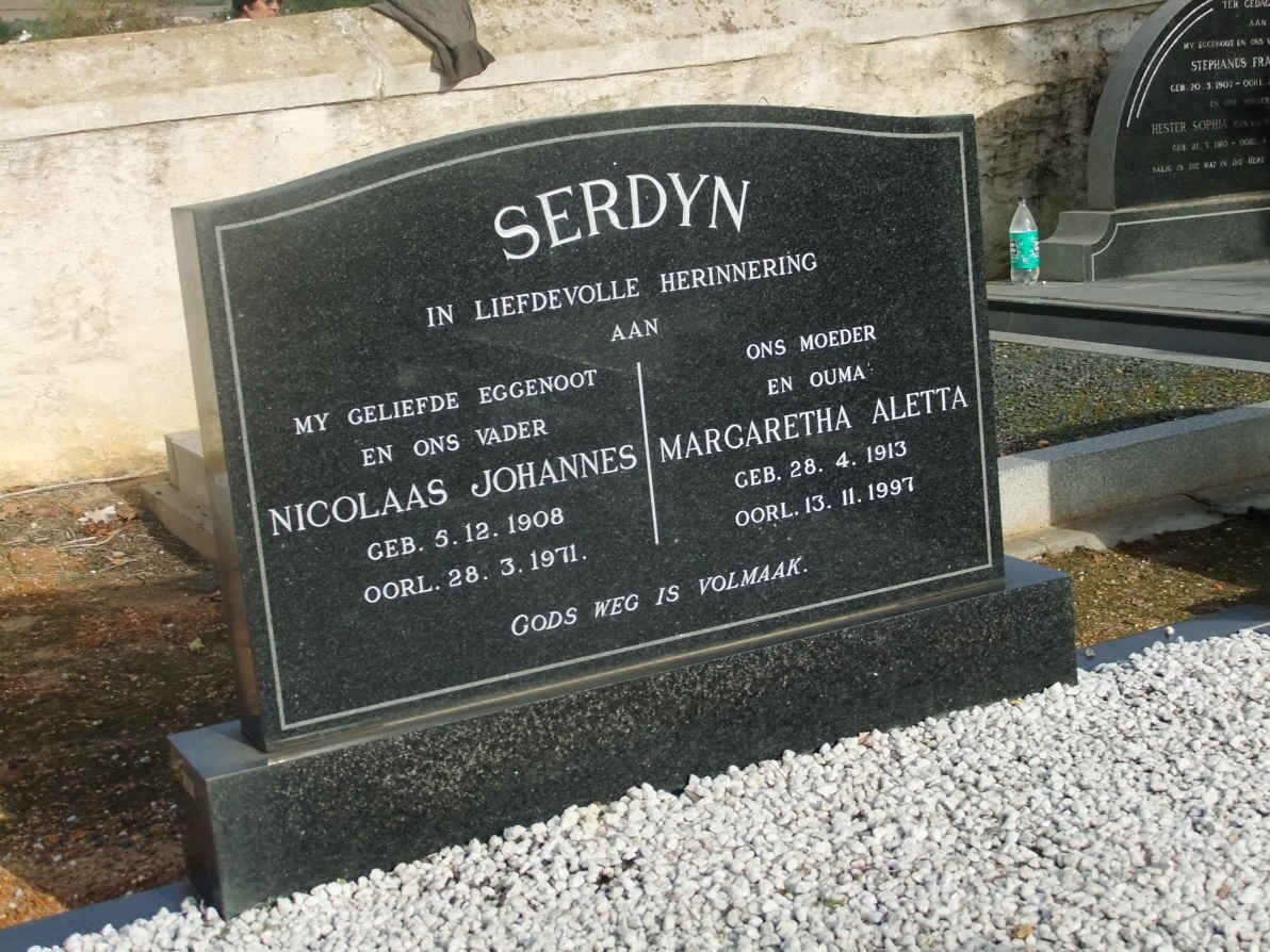 SERDYN Nicolaas Johannes 1908-1971 &amp; Margaretha Aletta 1913-1997