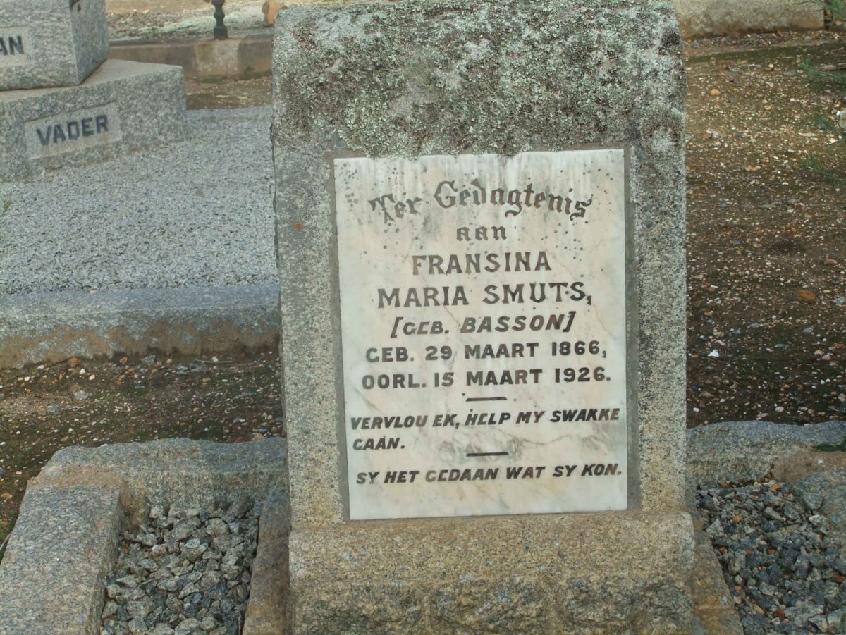 SMUTS Fransina Maria nee BASSON 1866-1926