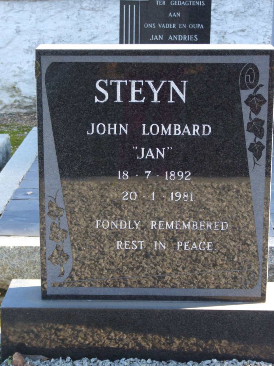 STEYN Johan Lombard 1892-1981