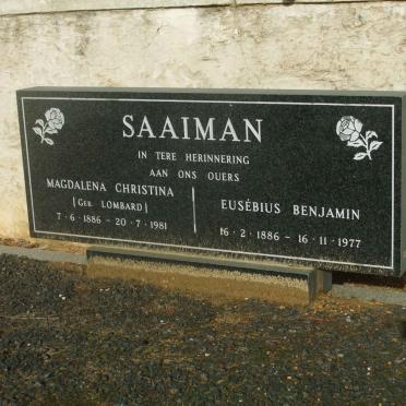 SAAIMAN Eusebius Benjamin 1886-1977 &amp; Magdalena Christina LOMBARD 1886-1981