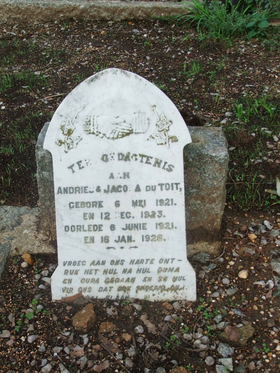 TOIT Andries, du 1921-1921 :: DU TOIT Jacoba 1923-1926
