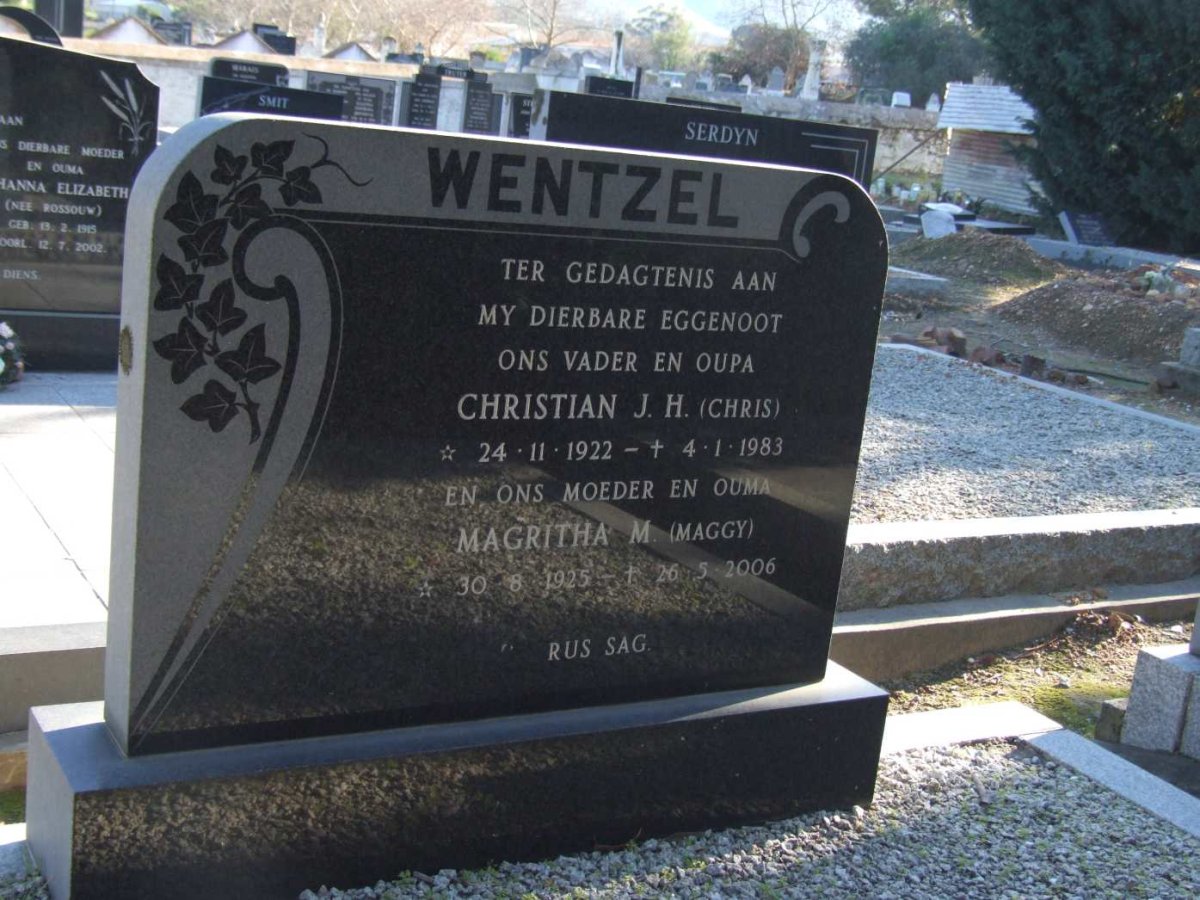 WENTZEL Christian J.H. 1922-1983 &amp; Magritha M. 1925-2006