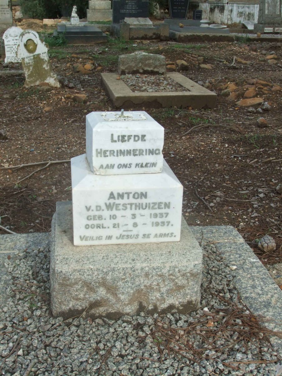 WESTHUIZEN Anton, v.d. 1937-1937
