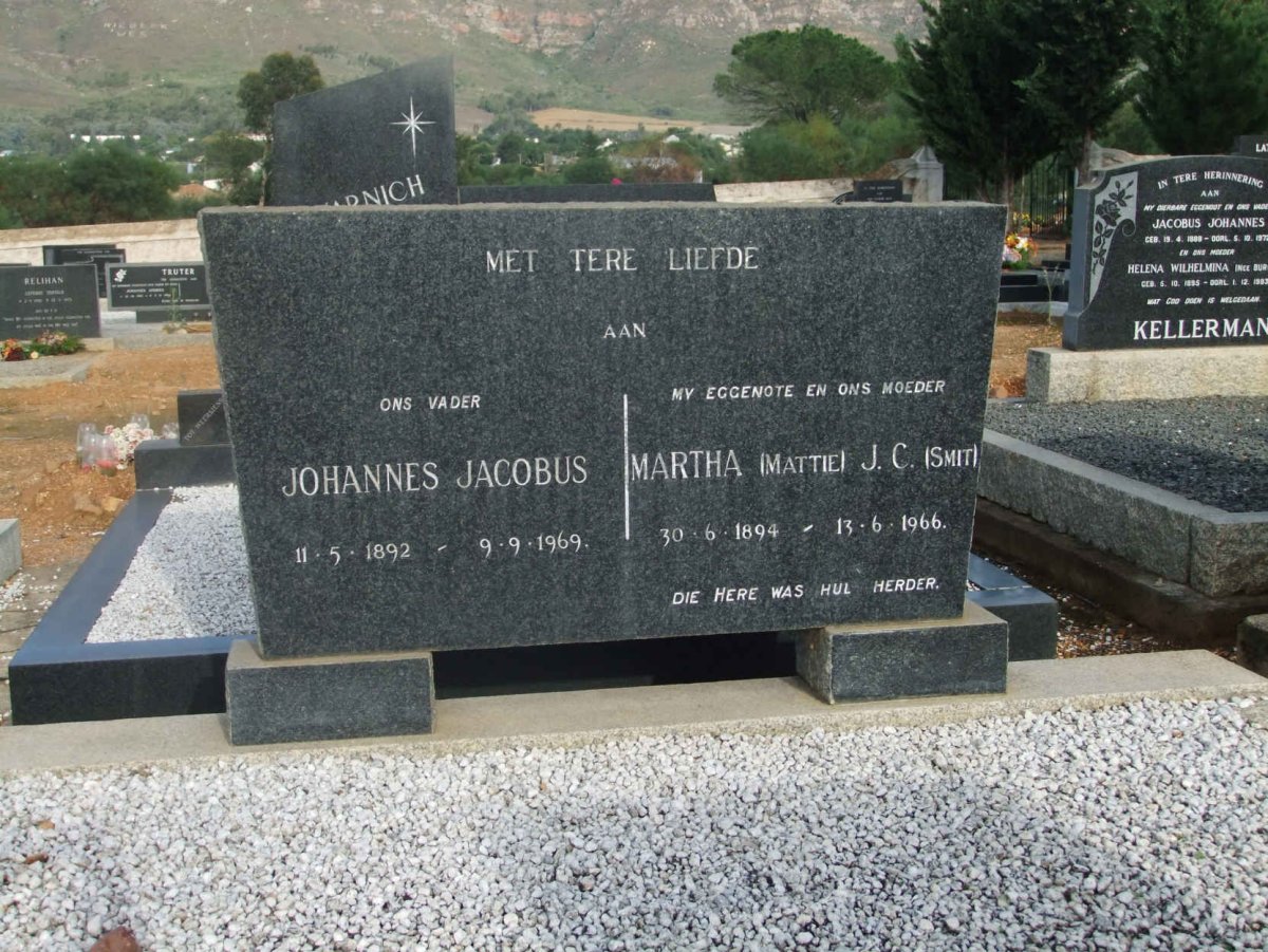 ? Johannes Jacobus 1892-1969 &amp; Martha J.C. SMIT 1894-1966