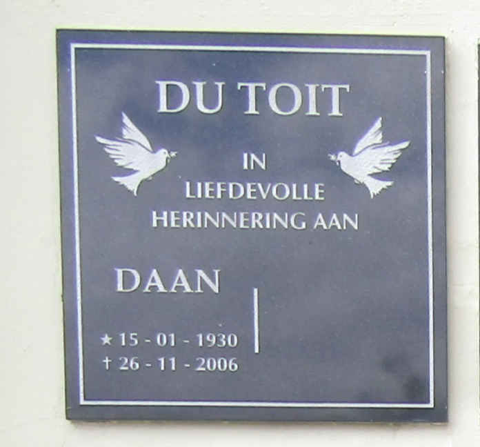 TOIT Daan, du 1930-2006